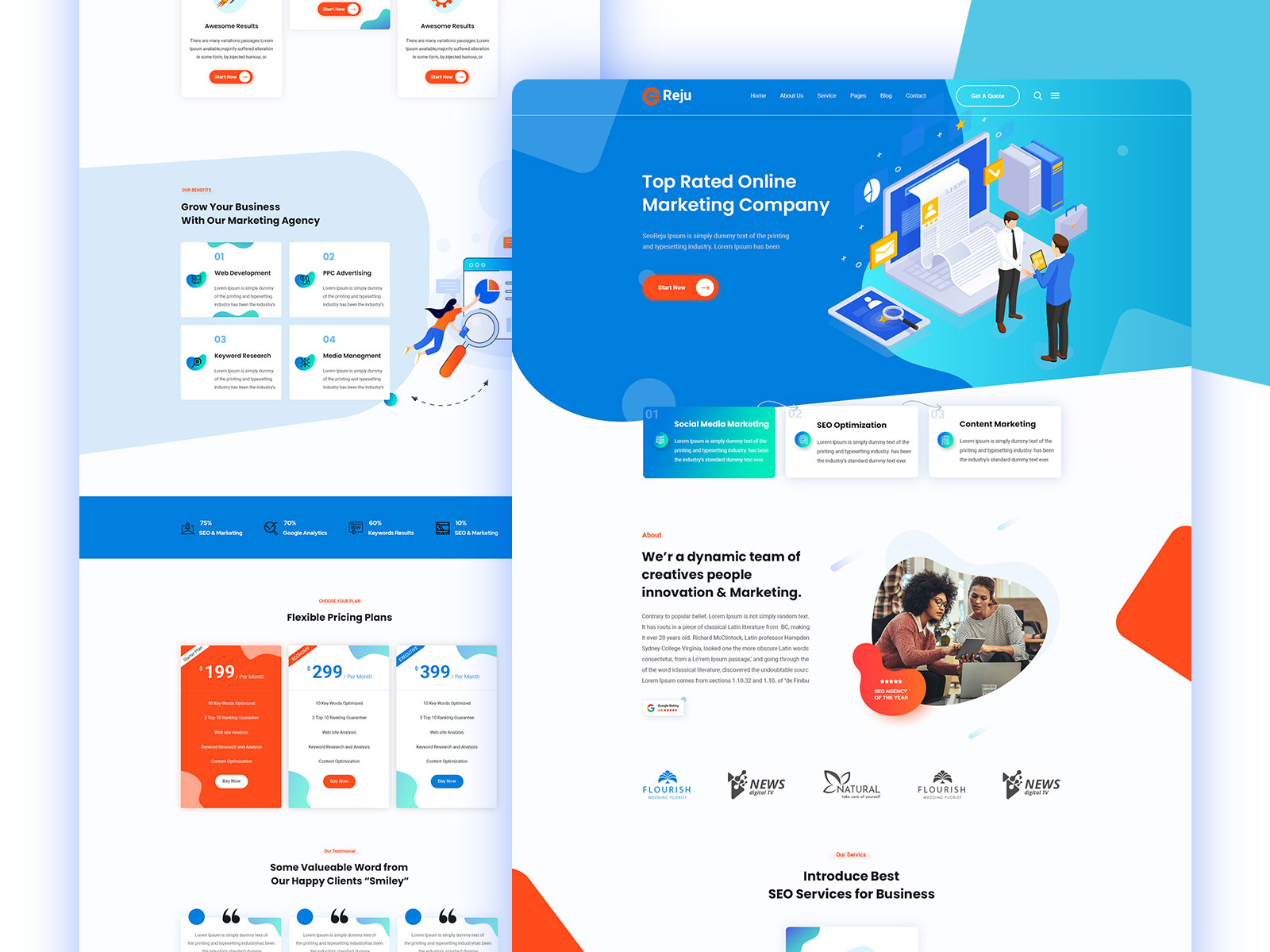 Reju _ Digital Marketing Landing page by Md.Atikur Rhaman 🏅 on Dribbble