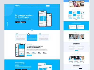 Appsa_ Mobile app landing page agency branding business cleaning company corporate design ui