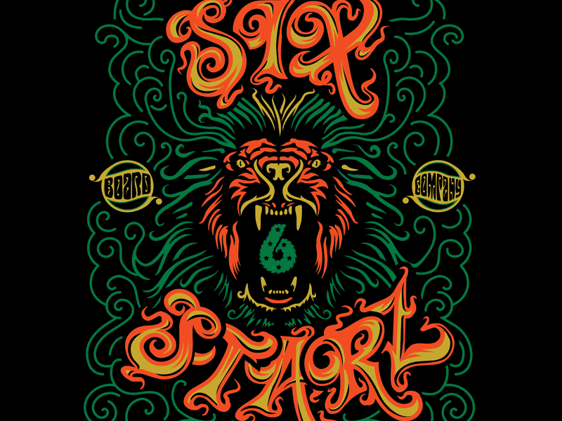 Sixstarz Lion Graphic animal circus fierce graphic lion poster rasta roar skateboard smoke tee vector