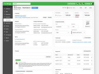 Work Order Details dashboard enterprise interface saas design ux webapp