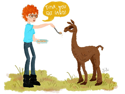 Napoleon vs. Tina cult classic digital painting illustration llama napoleon dynamite photoshop