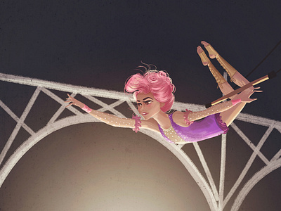 This is the greatest show! digital painting greatest showman illustration photoshop pink hair trapeze