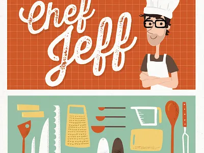 Chef Jeff baking character chef collage cooking culinary design food husband illustration jeff lili ribeira