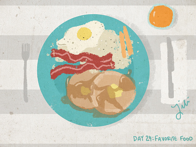 Day 24: Favorite Food 30 day challenge bacon cheese eggs favorite food grits pancakes