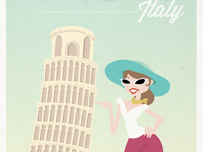 Day 29: A Travel Poster character design graphic design illustration illustrator italy pisa poster retro travel vector