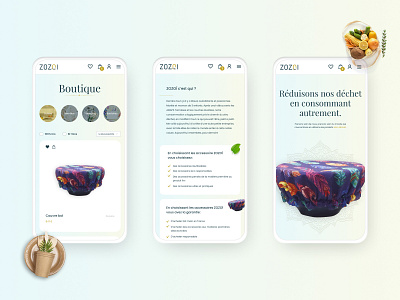 Zozoï — Mobile screens color design ecommerce gradient landing page mobile ui ux web website zerowaste