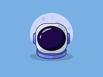 Astronaut Helmet asset astronaut blue cartoon design flat helmet icon illustration illustrator minimal space