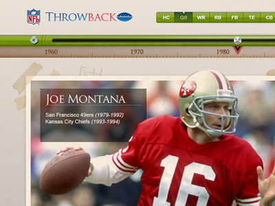 NFL Throwback design ui website