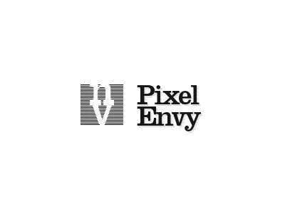 Pixel Envy logo black scanlines white
