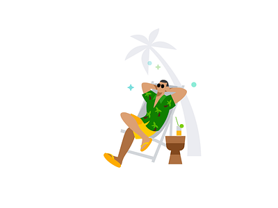 QuickBooks Automate and Chill after effects animation beach beach ball bodymovin character chill drink illustration intuit lottie palm tree quickbooks relax sparkles summer sun glasses