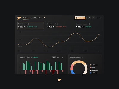 Finary - Dashboard web app dark ui finance finary fintech investment product design ui ux wealth management