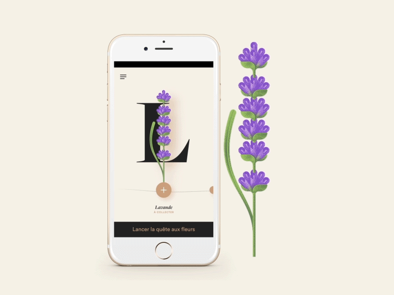 Florilège #3 - Home Page animation dropped initial florilege flower interface mobile sisley slider swipe typography ui ux