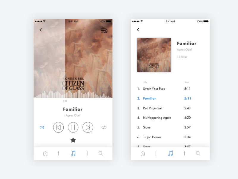 #012 Daily UI challenge - Music Player listen album agnes obel white minimalist music player music mobile app ux ui dailyui