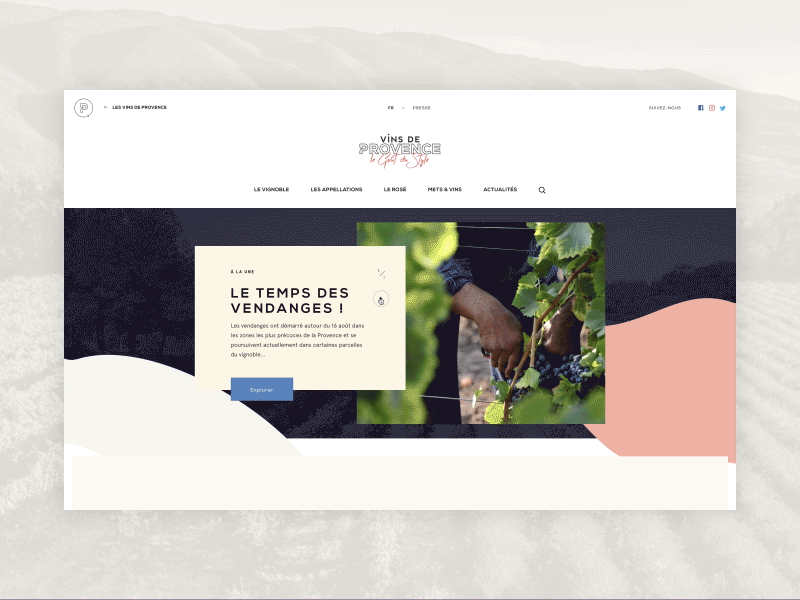 Vins De Provence - Home Page animation carousel french home page siteweb slider ui ux web wine