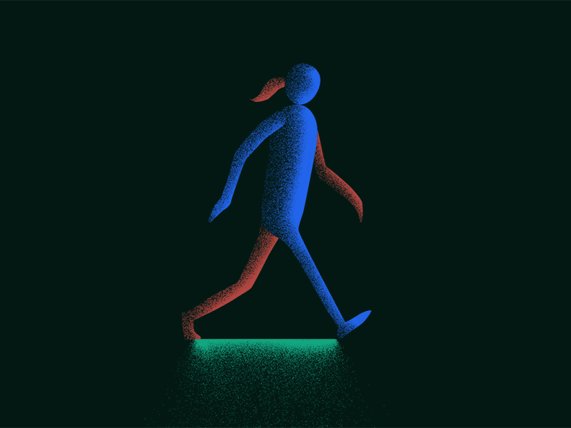 100 Walk Cycle Series: I 2d animation animation 2d character drawing female frame by frame gif grainy illustration loop motion design motiongraphics night walk cycle