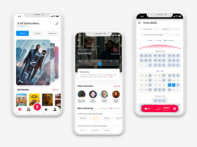 FunTime Mobile App app app design booking app creative movie app ui ui design user interface