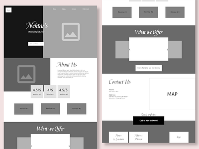 Homepage Wireframes for Restaurant Website