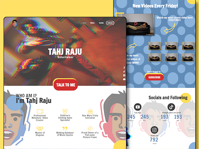 Youtuber Homepage Design branding bright design entertainer fun homepage portfolio ui uidesign web webdesign youtuber