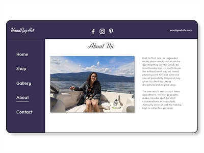 About Me Design for Artist Portfolio aboutdesign aboutme aboutsection art artist artportfolio portfolio portfoliodesign ui uidesign web webdesign