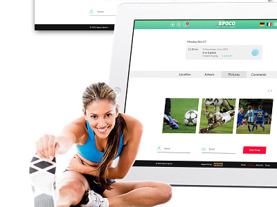 Spoco Sports web design app application design desktop graphics icons sports web design website