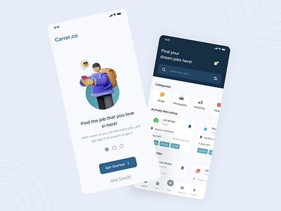 Carrer.co - A job finder mobile app carrer find work ios application job application job finder job portal job search job seeker mobile app mobile app design popular shot ui ui design uiux uix ux