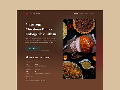 Restaurant Landing Page - Christmas Version brown chef christmas design designer eat eating elegant fine dining food foodie landing page restaurant restaurant landing page ui ux web web design website