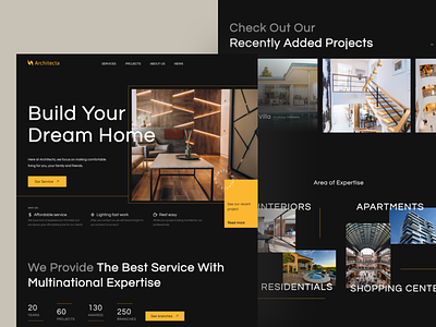 Architecta - Architect Landing Page apartment architecture clean furniture hero section home home decoration interior design landing page minimal property real estate residence shopping center ui design uiux ux web design