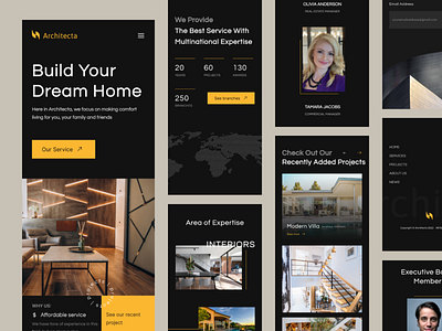 Architecta - Architect Landing Page Responsive view apartment architecture clean furniture home home decor house interior design landing page minimal mobile app property real estate residence responsive website shopping center ui design uiux ux web design