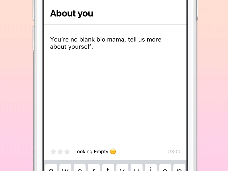 You're no blank bio! 🖋 animation app bio clean description interface ios iphone mobile peanut simple text