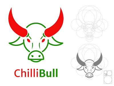 Chilli Bull Golden Ratio Logo animal branding buffalo bull cafe chilli clean design fastfood goldenratio graphic design icon logo modern restaurant sauce