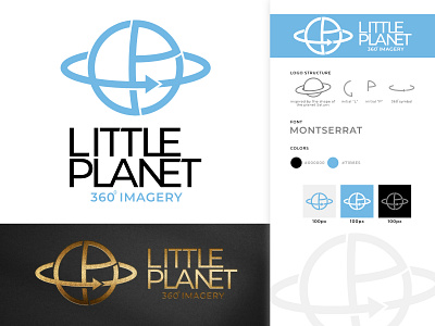 Little Planet 360 VR Logo blue branding clean design gold graphic design icon little logo modern planet reality saturn shopisticated sleek vector virtual