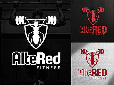 AlteRED Fitness Logo ant barbell branding clean design fitness graphic design gym logo modern sport vector