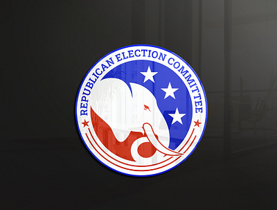 Republican Election Committee america american badge blue branding clean design elephant graphic design logo modern politic red star vector white