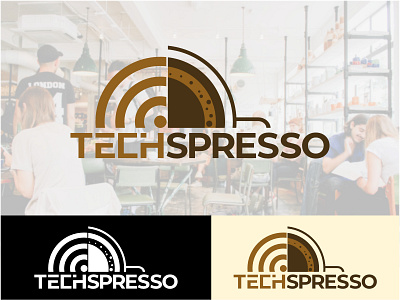 Techspresso Logo Caffee beverage branding brown caffee clean coffee design espresso graphic design logo modern vector