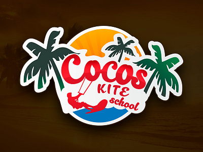 Logo Cocos Kite School board cocos kite kiteboarding kitesurfing kiting logo school sea summer uiux