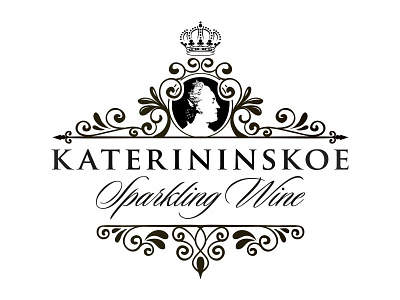 Logo Katerininskoe Sparkin Wine branding drink label lettering logo vintage wine