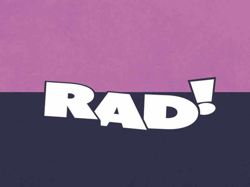 RAD! bounce clean design flat friday graphic kinetic logo loop minimal motion rad text type vector