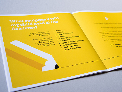 Handbook layout clean contemporary design flat handbook pencil school yellow
