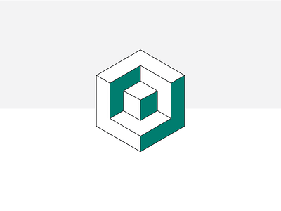 Cube-in-a-cube Logo design color colour cube cuboid exploration fictional flat logo minimal pastel square
