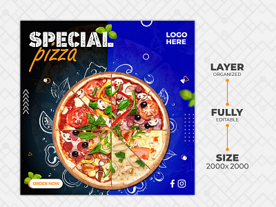 Pizza Social Media Poster I Social Media Banner advertisement poster attractive poster banner creative banner food banner pizza banner poster design promotional banner social media banner social media post