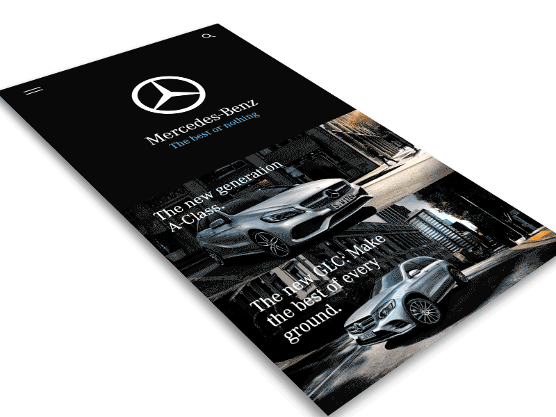 Mercedes mobile site redesign auto cars mobile prototype responsive website