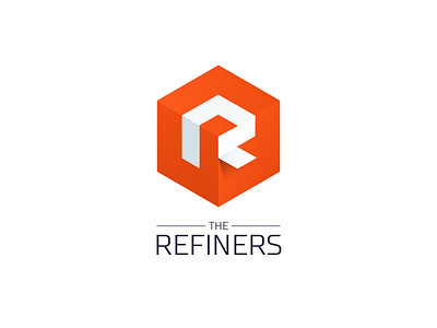 The Refiners Logo brand branding cube flat hexagone identity letter logo orange
