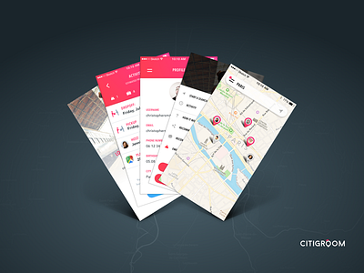 Mobile App flat ios iphone map mobile red