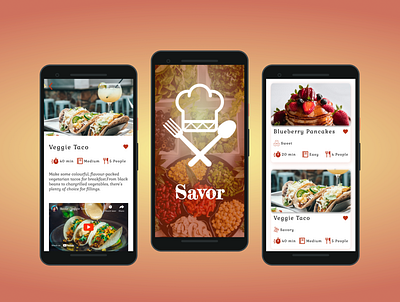 SAVOR : Recipe App Concept app branding design food app icon illustration ui