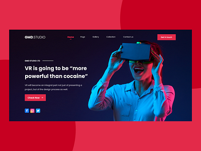 Virtual reality design Hero banner adobe xd design landing page uiux web design website design