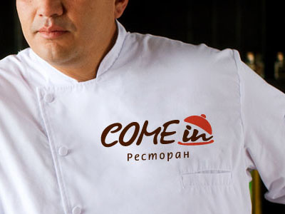 Logo "COME.in" restaurant. Rev.2 letter logo logotype restaurant