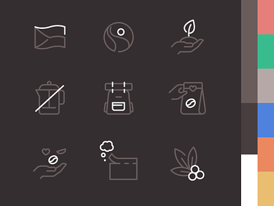 Drip It icons backpack coffee coffee bean coffee shop french press icon icon set iconography icons package travel
