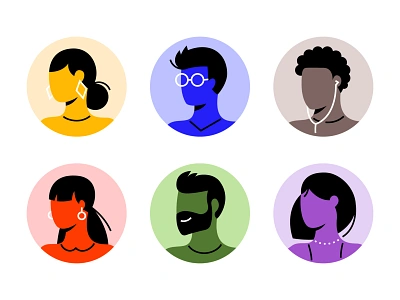 Avatars for HR department avatar avatars female flat graphic design head hear hr human icons illustration man men person woman women