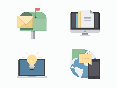 iconize flat: testing new style bulb communication document email envelope icon icons idea iphone laptop mac message