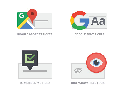 iconize flat: Logiform - Fields logic address eye field flat font google map hide icon logic picker remember me show